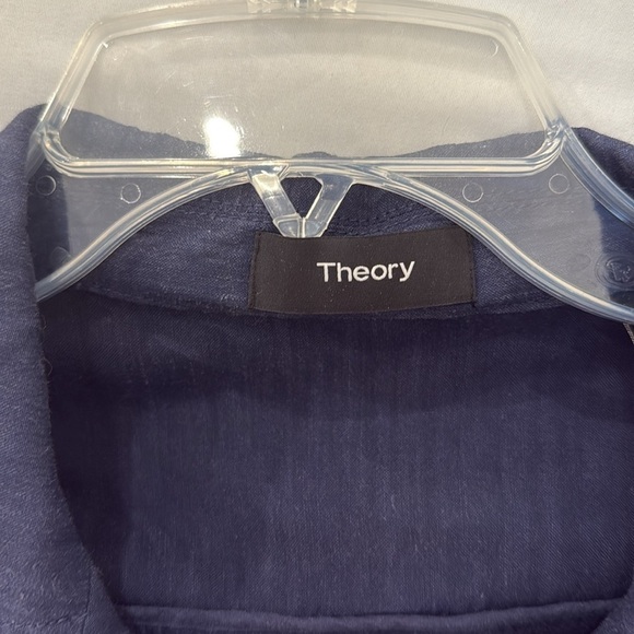 Theory Classic Navy Blue linen viscose zip blazer jacket sz small - Picture 2 of 6